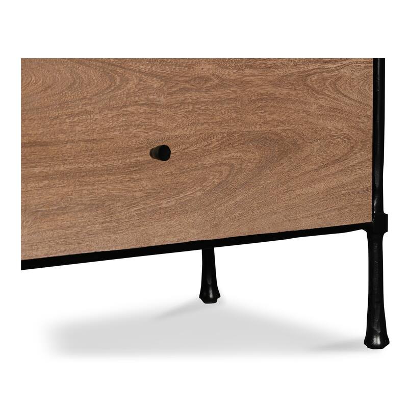NADAAL STUDIOS Valenor Brown Acacia Wood and Hammered Iron 6-Drawer Dresser