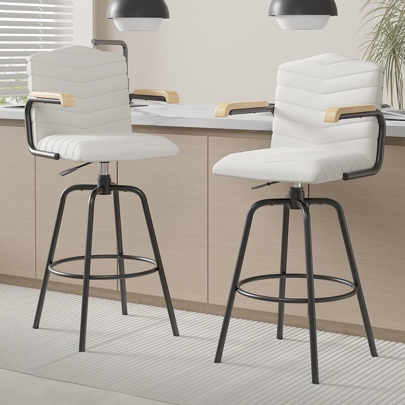 Javlergo Bar Height Bar Chairs Upholstered Bar Stools with Back and Arms Tall Kitchen Island Seating for Home/Commercial Use