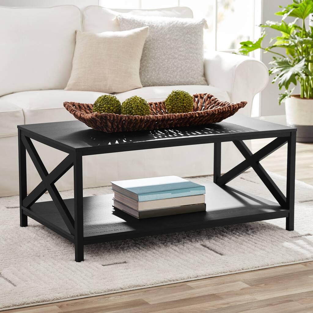 Farmhouse X Design Rectangle Coffee Table, Black