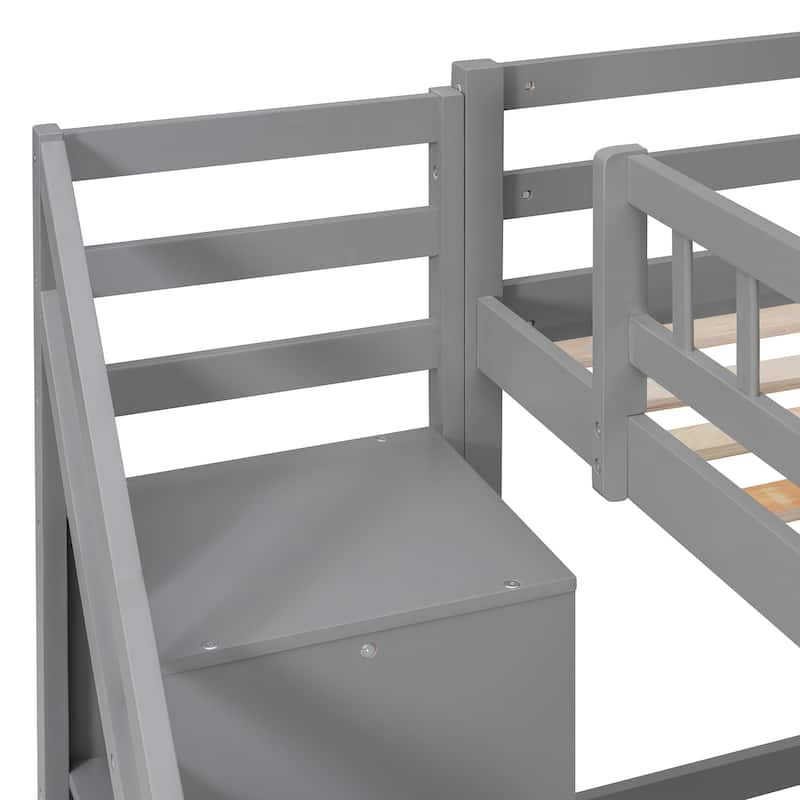 Loft Bed with 2 Chest of Drawers , Integrated Desk, Independent Staircase, Multifunctional Space-Saving Loft Bed for Bedroom