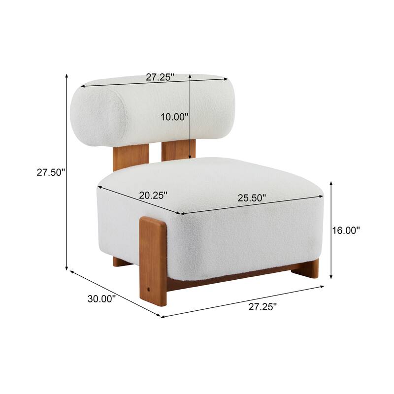 Christopher Knight Home - Mid-Century Fabric Accent Chair with Curved Backrest and Solid Rubberwood Frame