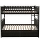 preview thumbnail 87 of 86, Full or Twin Bunk Bed with Safety Guardrail & 2 Storage Drawers, Convertible Beds Wood Slat Support Bunk Bed