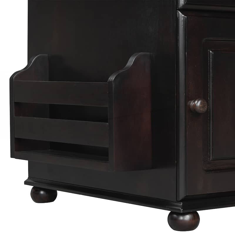 Vintage End Table Flip Top Side Table with USB Ports