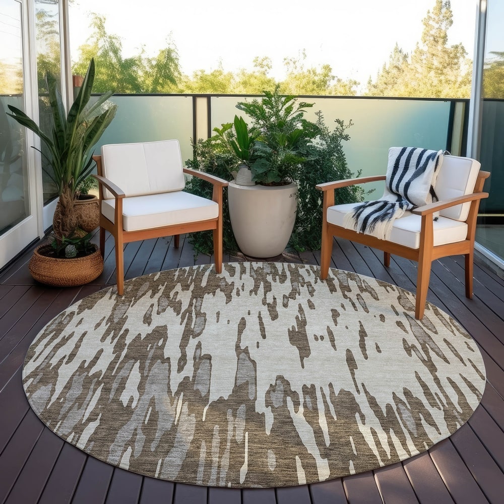 Machine Washable Indoor/ Outdoor Abstract Chantille Rug
