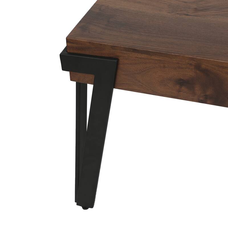 43-inch Industrial Wood and Metal Coffee Table - 17" H x 43.38" W x 24.5" D