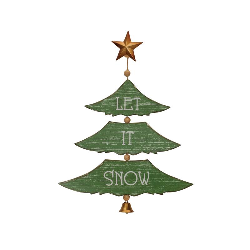 Tree Shape Sign (Set of 2) 17.5"H, 21.5"H MDF/Iron - Green