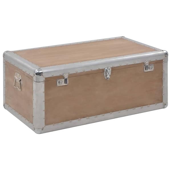 slide 2 of 10, vidaXL Storage Box Solid Fir Wood 35.8"x20.5"x15.7" Brown