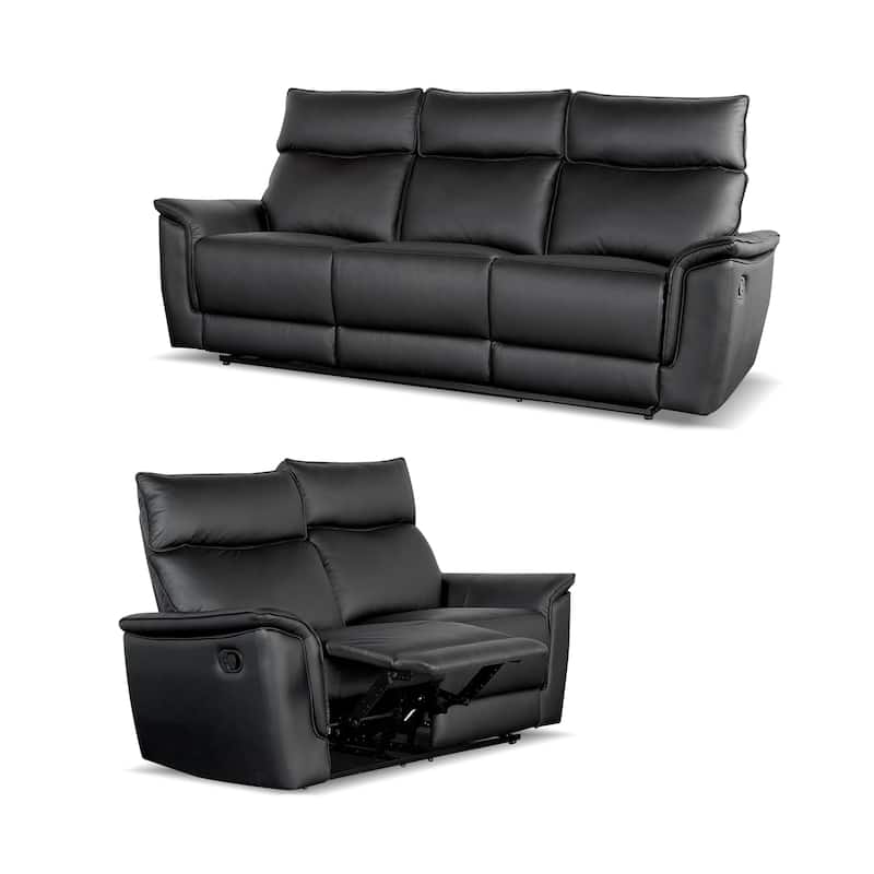 Furniture of America Marty Modern 2-Piece Leather Match Manual Reclining Living Room Sofa Set