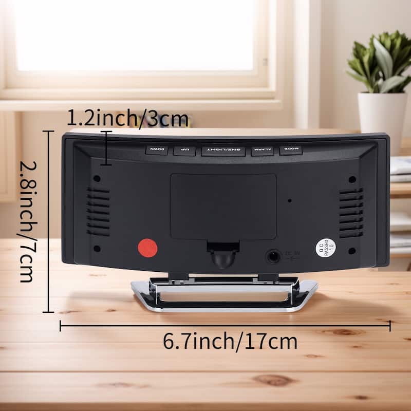 LED Mirror Alarm Clock for Bedroom, with Big Numbers Display, Temperature, Snooze for Deep Sleepers 6.7x2.8x1.2 inch