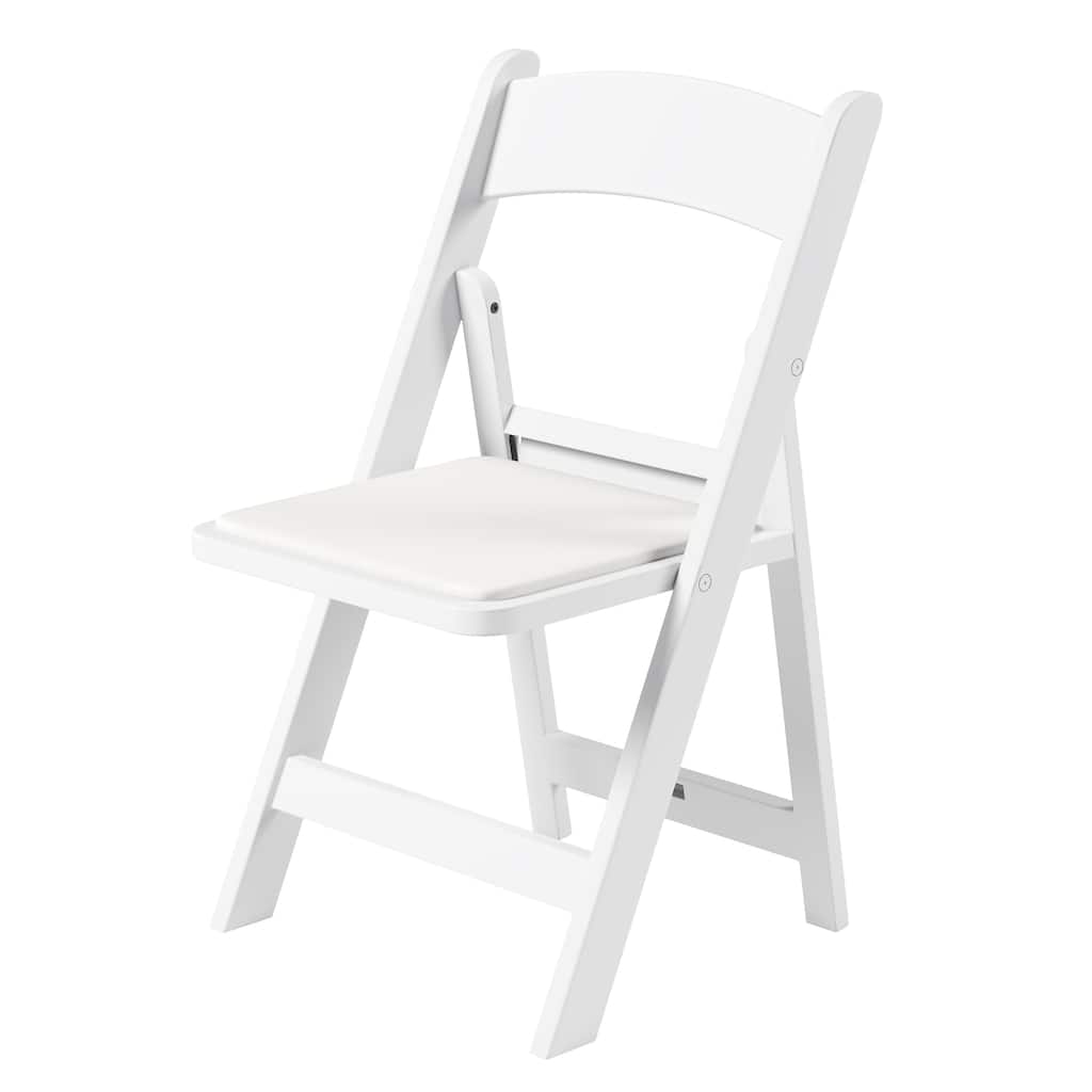 White Resin Folding Chairs with Comfort Padded Seats - (Set of 4)