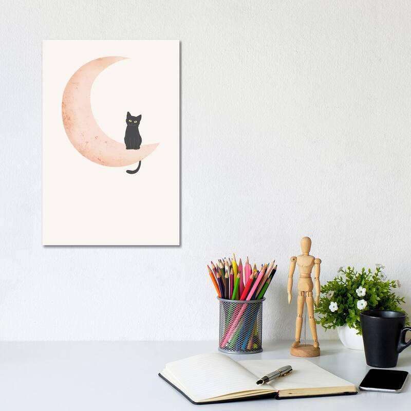 iCanvas "Cat On The Moon" by Nikki Canvas Print - 12x8x0.75