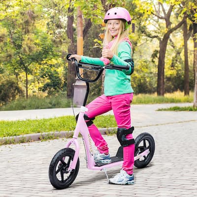 12” Lightweight Adjustable Kids Scooter with Rear Brake and Wheels Safe Riding for Children - 31.7" L x 13.7" W