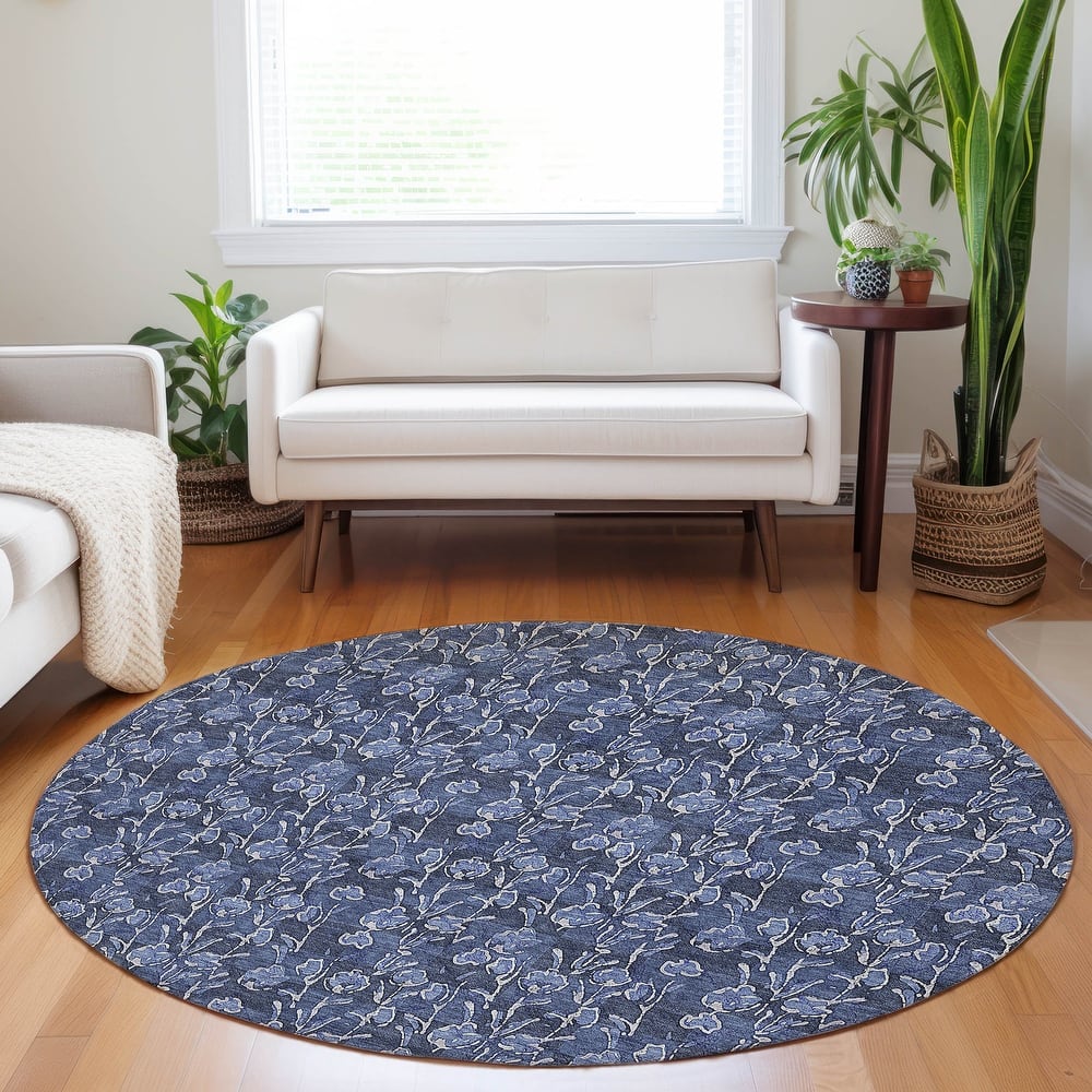 Machine Washable Indoor/ Outdoor Chantille Modern Floral Impressions Rug