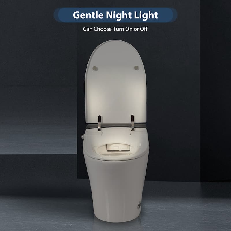 Heated Seat Smart Toilet, One Piece Toilet, Automatic Flush Tankless Toilet without Bidet, with Foot sensor Flush - White+gray