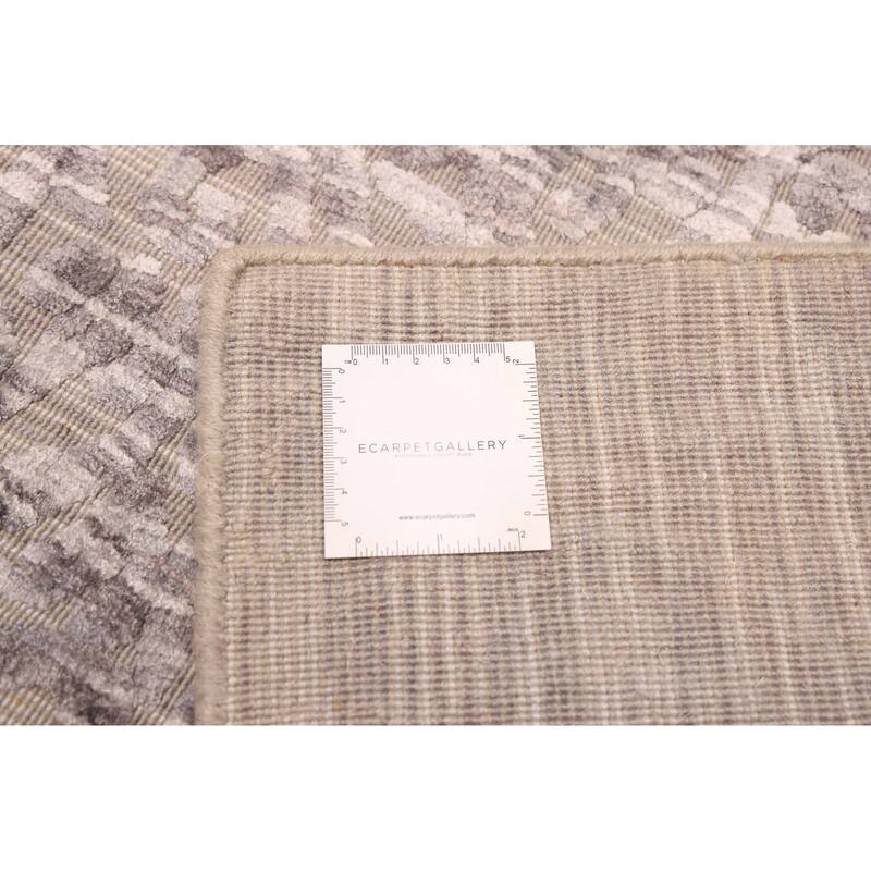 ECARPETGALLERY Hand Loomed Elysian Grey Viscose, Wool Rug - 7'11 x 10'1