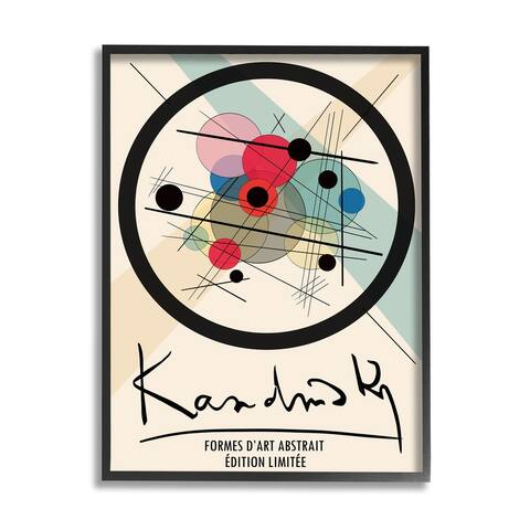 Stupell Industries Kandinsky Traditional Abstract Layered Circles Patchwork Lines Framed Wall Art