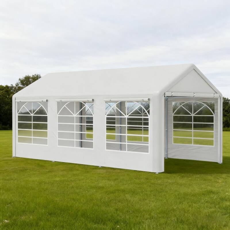 White Party Tent 10' x 20' Heavy Duty Party Tent Large Canopy Tent, Sun Shade Shelter