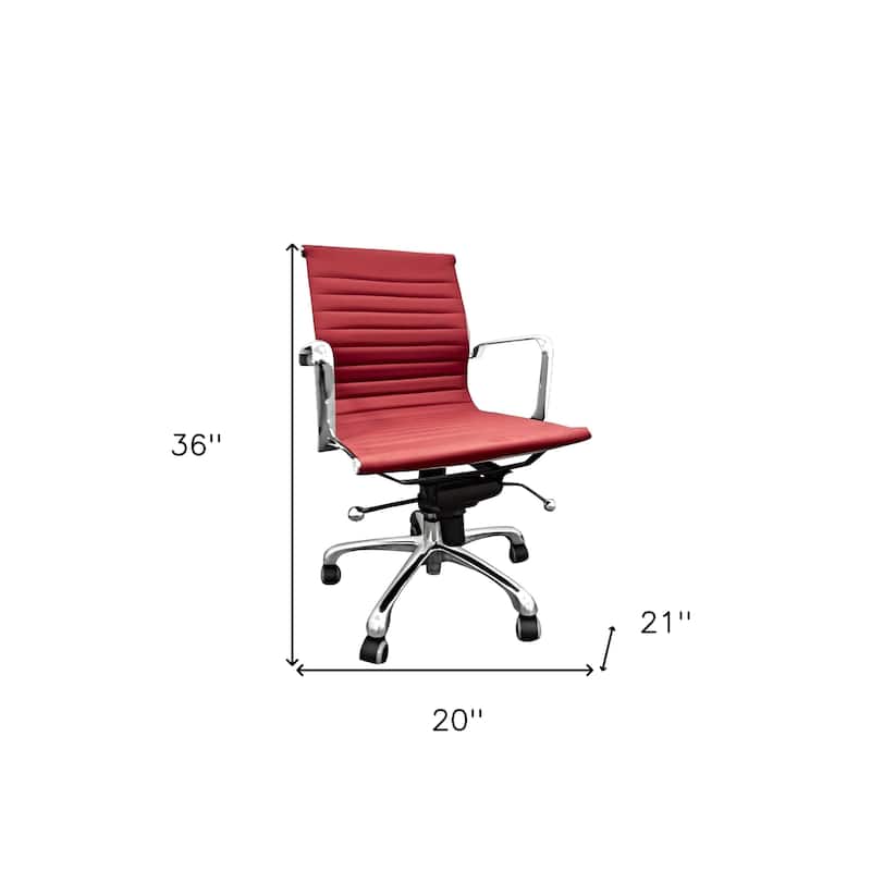 Red and Silver Faux Leather Adjustable Height Swivel Rolling Office Chair