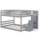 preview thumbnail 1 of 20, Costway Full Over Full Low Bunk Bed with Storage Stairs with Grey