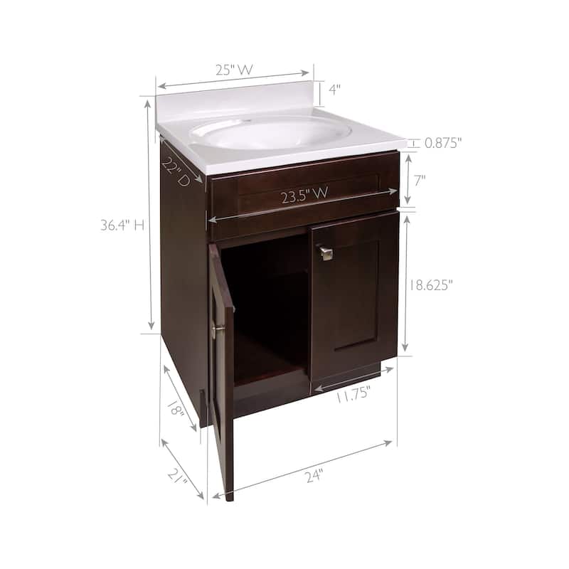 Design House 215491 Brookings 24" Free Standing Single Basin Vanity