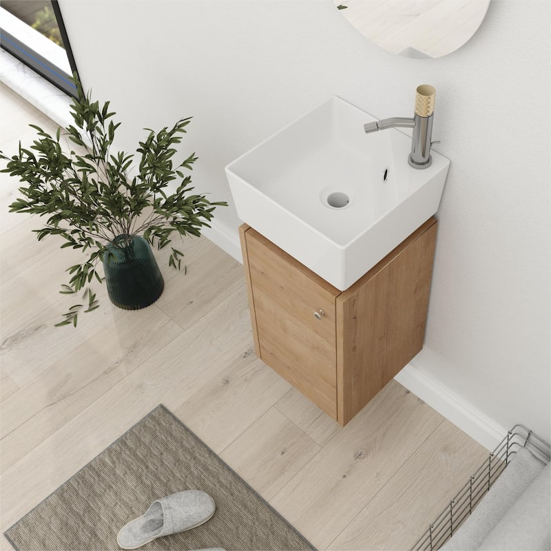 Bathroom Vanity With Sink In 12 Inch, Floating Bathroom Vanity With Soft Close Door