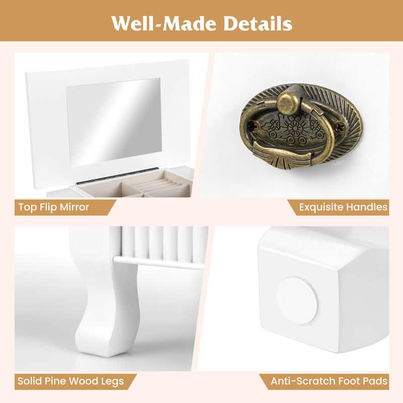 Costway Jewelry Cabinet Armoire Box Storage Chest Stand Organizer Wood - See Details