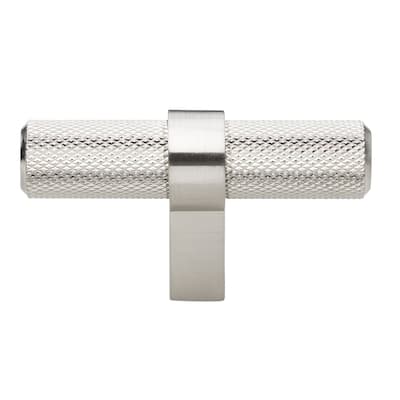 2.25 in Satin Nickel European Knurled Solid Steel Cabinet T-Bar (Pack of 10) - Satin Nickel