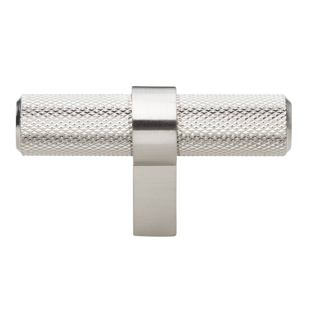 2.25 in Satin Nickel European Knurled Solid Steel Cabinet T-Bar (Pack of 10) - Satin Nickel