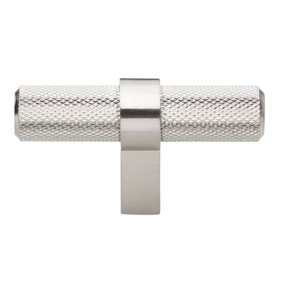 2.25 in Satin Nickel European Knurled Solid Steel Cabinet T-Bar (Pack of 5) - Satin Nickel