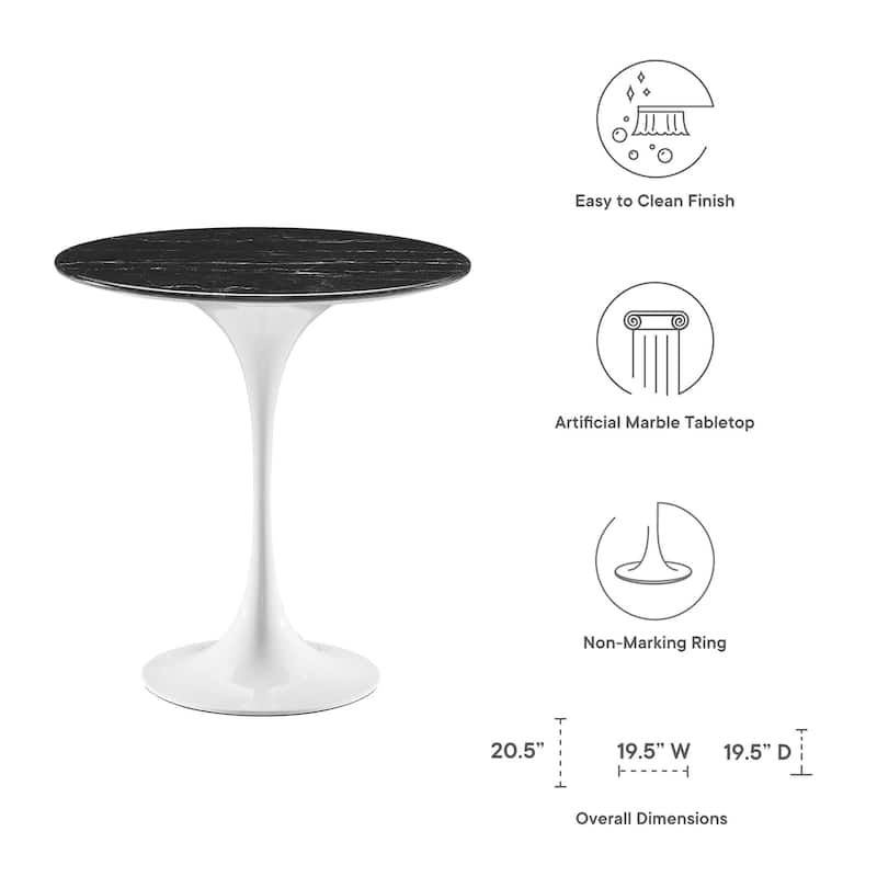 Lippa 20" Round Artificial Marble Side Table