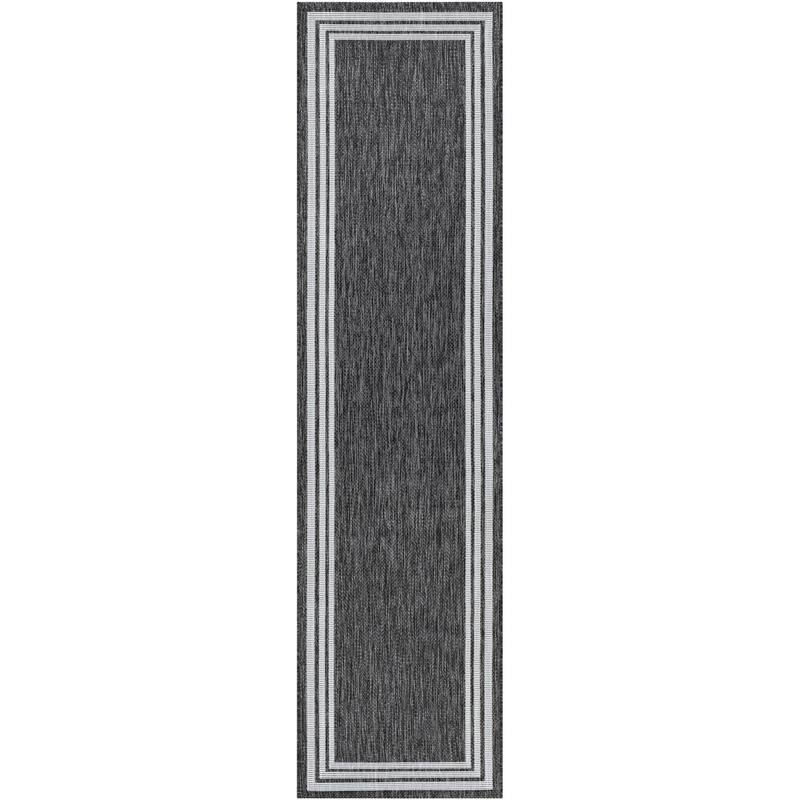 Livabliss Eagean Updated Traditional Stripe Indoor / OutdoorArea Rug - 2'7" x 12' - Charcoal