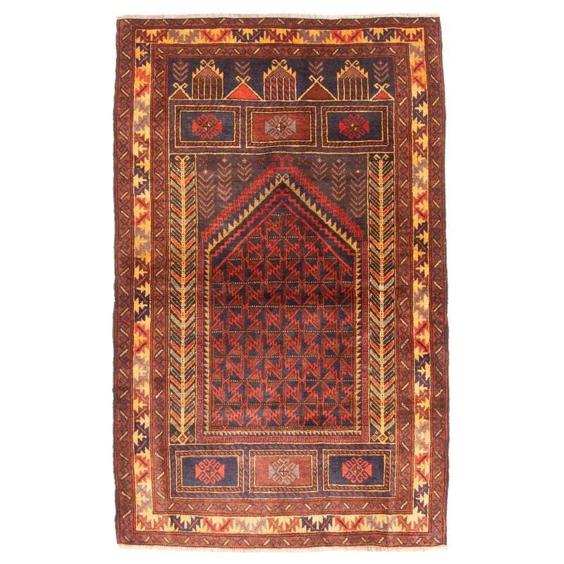 ECARPETGALLERY Hand-knotted Teimani Dark Navy Wool Rug - 3'0 x 4'9