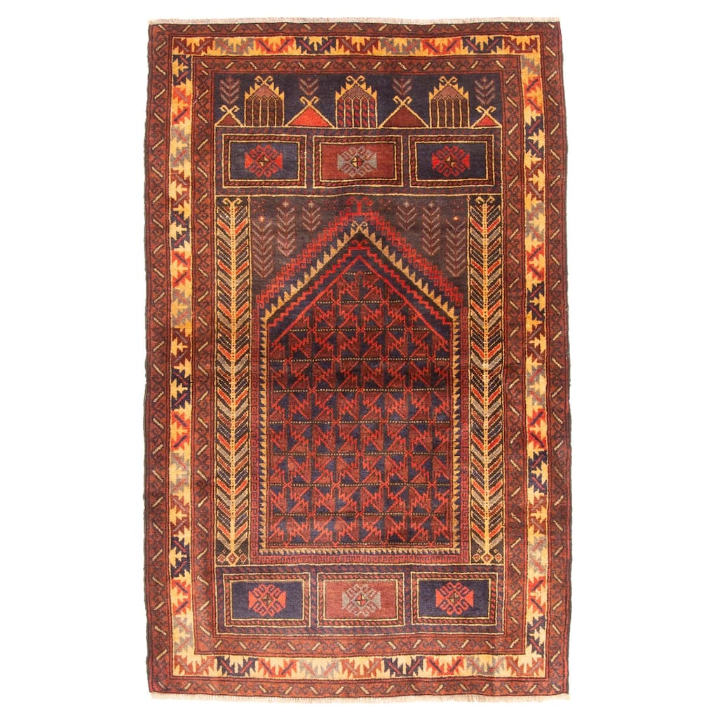 ECARPETGALLERY Hand-knotted Teimani Dark Navy Wool Rug - 3'0 x 4'9