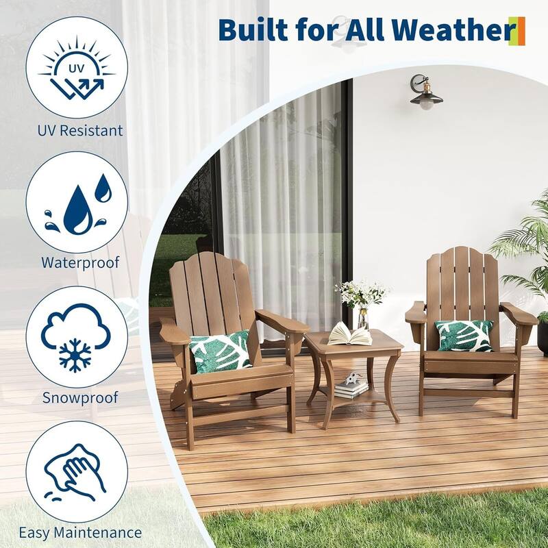 HDPE Adirondack Patio Chairs for Garden, Deck, Backyard, Poolside