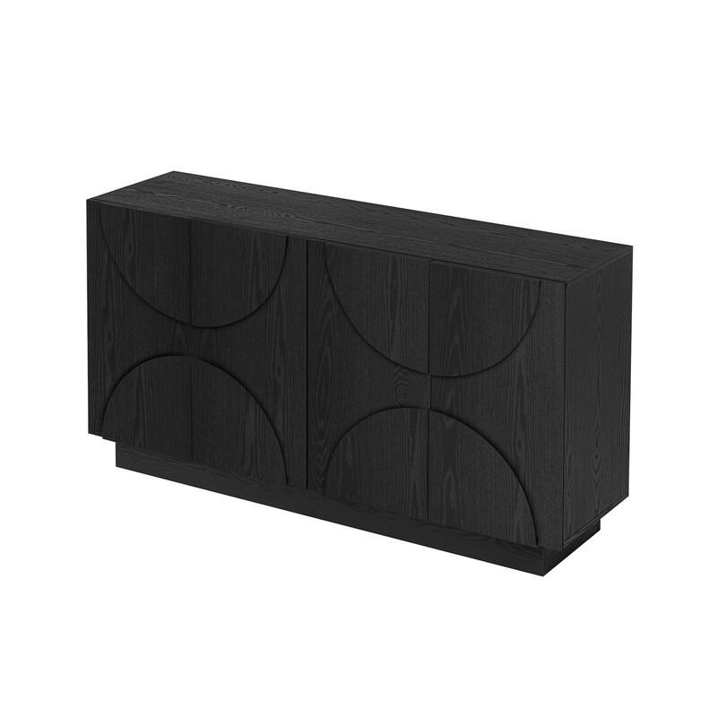 4-Door Sideboard with Adjustable Shelves, Buffet Cabinet with Semi-Circular Handles for Dining Room, Kitchen, and Living Room
