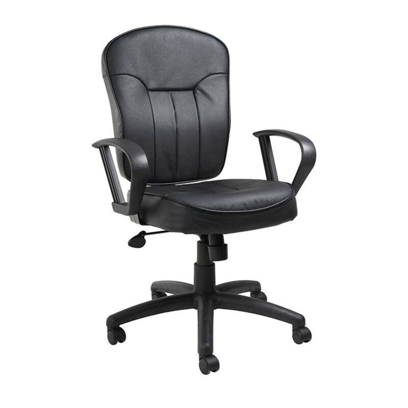 Sera Executive Office Task Chair, Loop Arms, Mid Back Black LeatherPlus