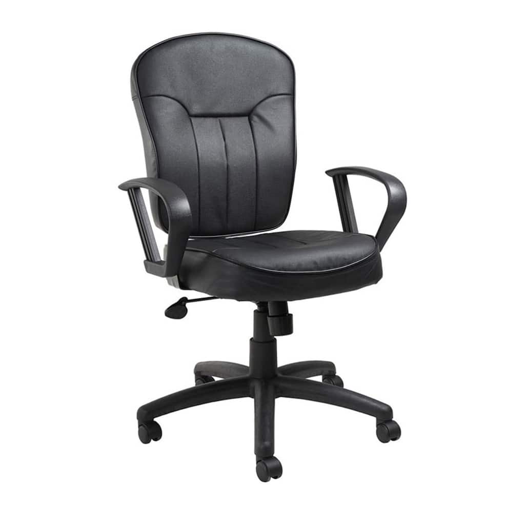 Sera Executive Office Task Chair, Loop Arms, Mid Back Black LeatherPlus