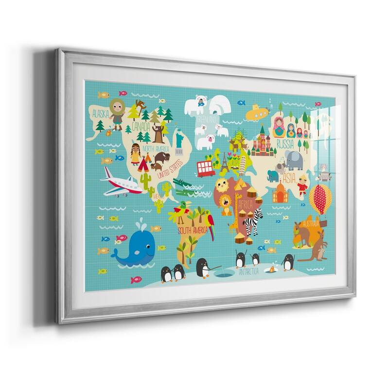 Children's World Map Premium Framed Print - Ready to Hang