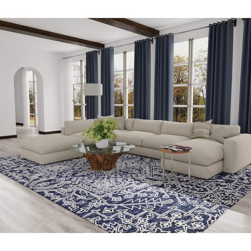 Grand Bazaar Natal Hand Tufted Medallion Transitional Area Rug