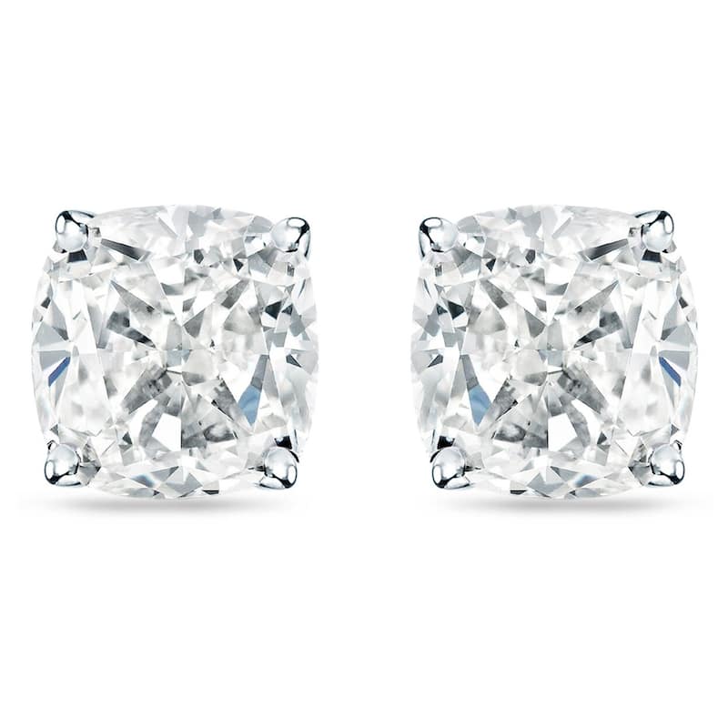 Auriya 14k/18k Gold or Platinum 2ct TDW Certified Cushion-Cut Diamond Stud Earrings (H-I, SI1-SI2)