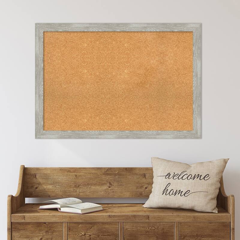 Dove Greywash Narrow Framed Cork Bulletin Memo Board