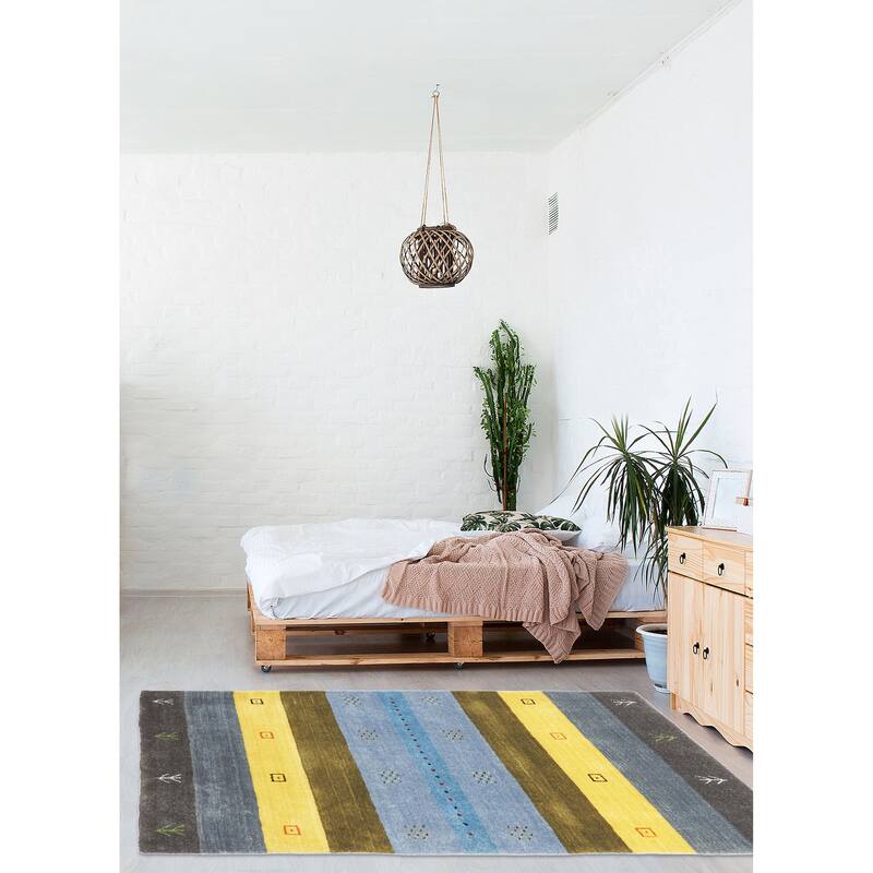 ECARPETGALLERY Hand Loomed Kashkuli Gabbeh Light Denim Blue Wool Rug - 3'1 x 4'9