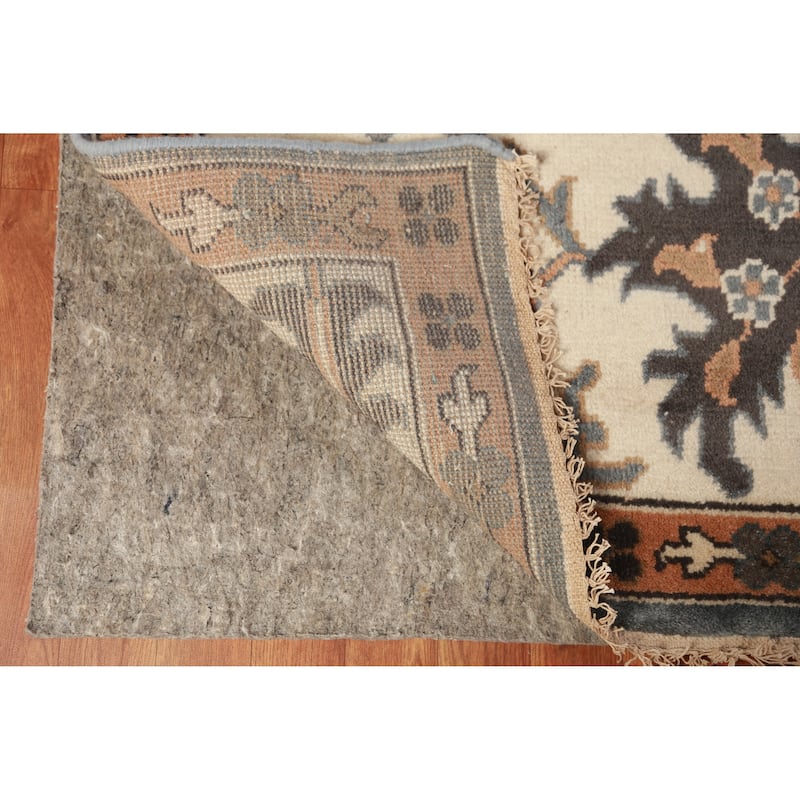 Gray Ivory Oushak Indian Large Rug Hand-Knotted Wool Carpet - 10'2" x 13'11"