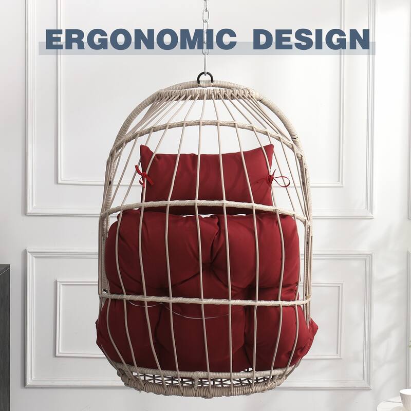 Outdoor Rattan Egg Swing Chair with Comfortable Seating and Durable PE Wicker for Relaxation