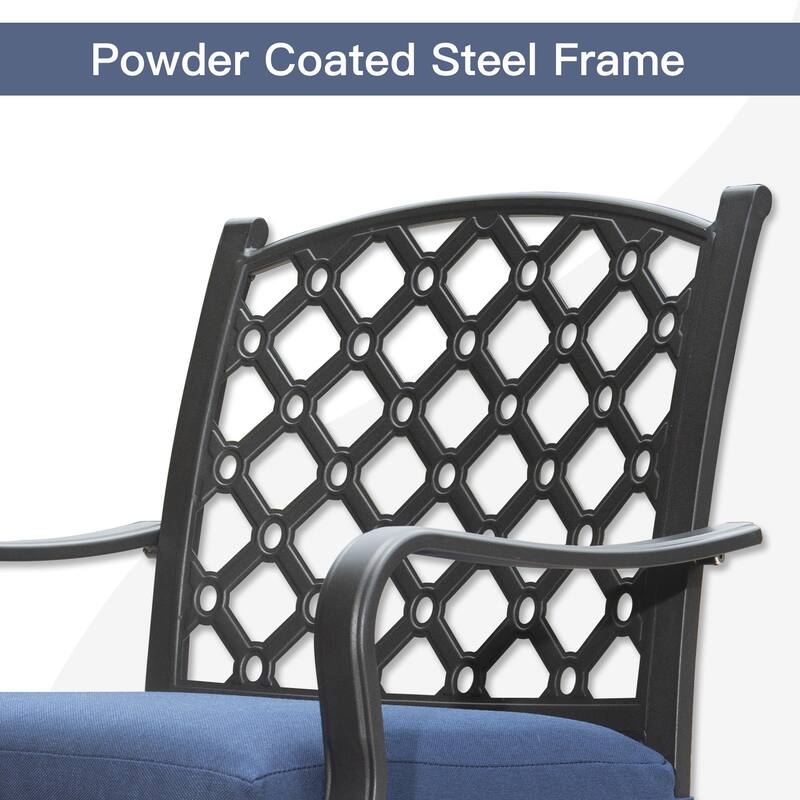 Domi 7-Piece Metal Patio Dining Set with Cushions and Table, Outdoor Furniture for Garden or Deck
