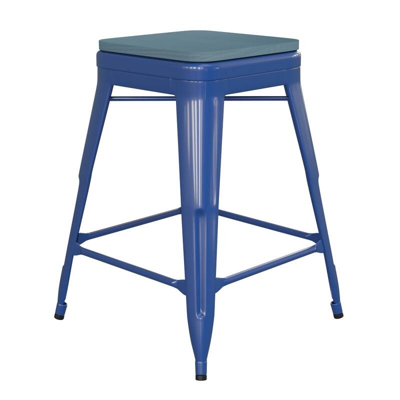 Indoor/Outdoor Backless Counter Stool with Poly Resin Seat