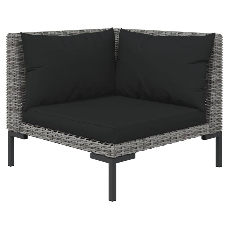 vidaXL Patio Lounge Set Outdoor Sectional Sofa Set Table Poly Rattan Dark Grey - 27.6" x 27.6" x 24"