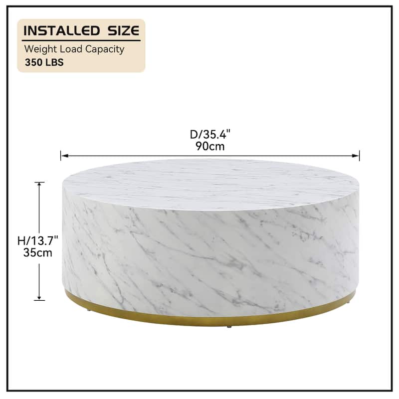 Marble Williamspace Fully Assembled Round Side Coffee Table For Living Room