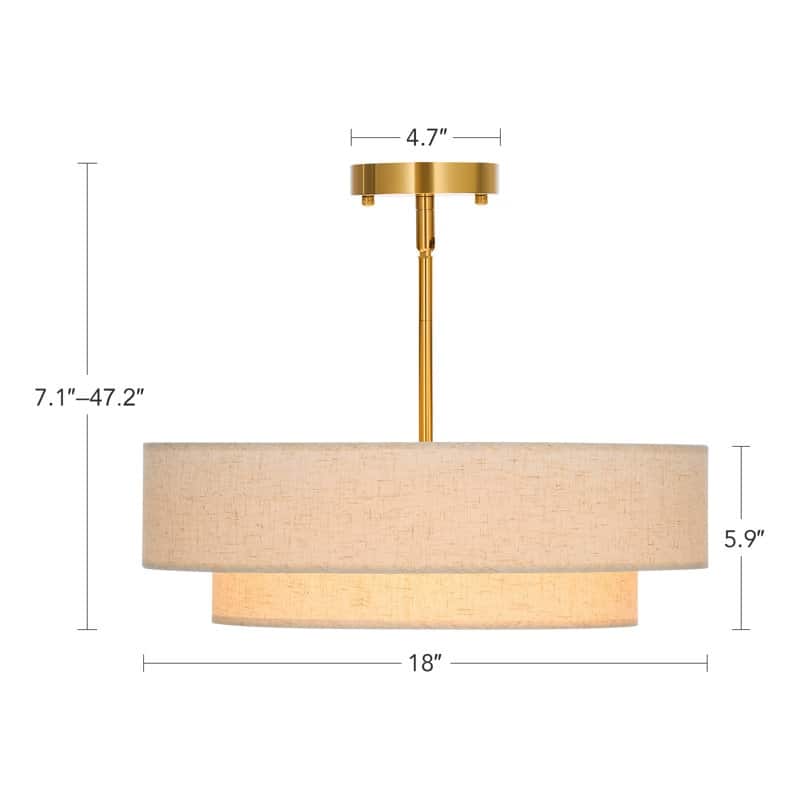 CO-Z 18 in 4-Light Fabric Semi Flush Mount Ceiling Light - 18"