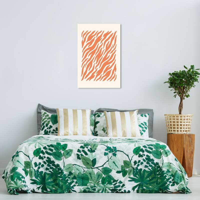 Wynwood Studio Canvas Animals Orange and White Zebra Orange and Cream White Modern & Contemporary Wall Art Canvas Print